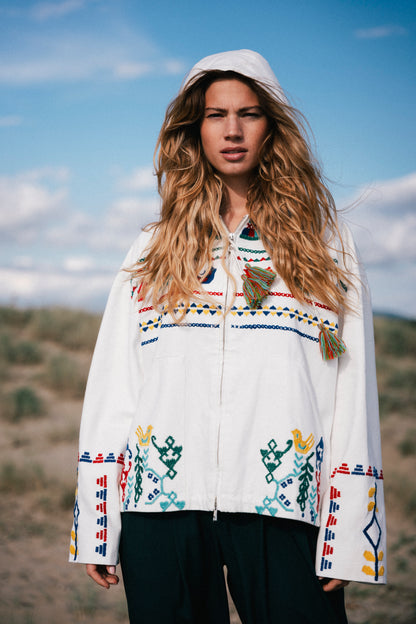 Stephan Embroidered Hoodie Criss Cross