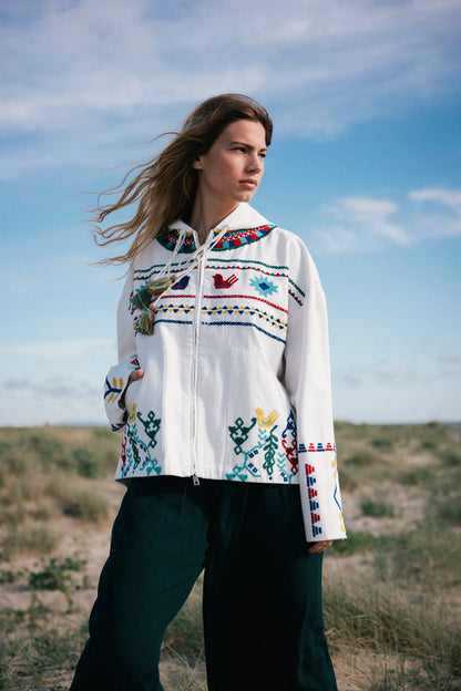 Stephan Embroidered Hoodie Criss Cross