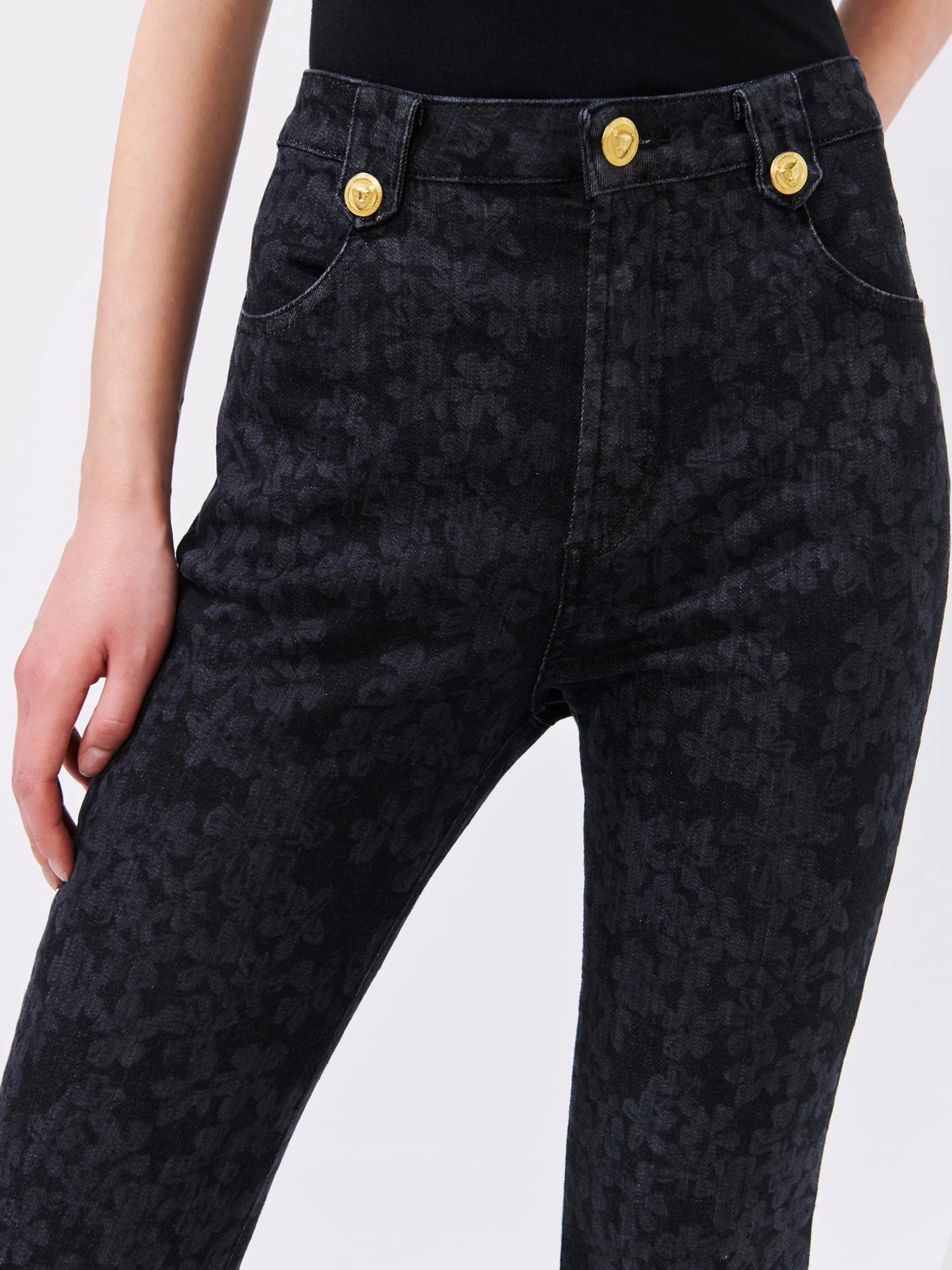 Hayley  Menzies Cherry Blossom Laser Print Flare Jeans