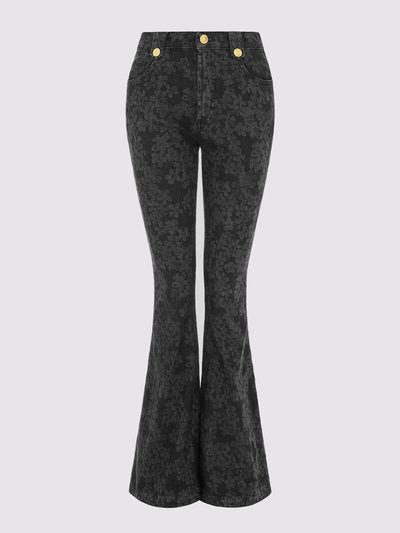 Hayley  Menzies Cherry Blossom Laser Print Flare Jeans