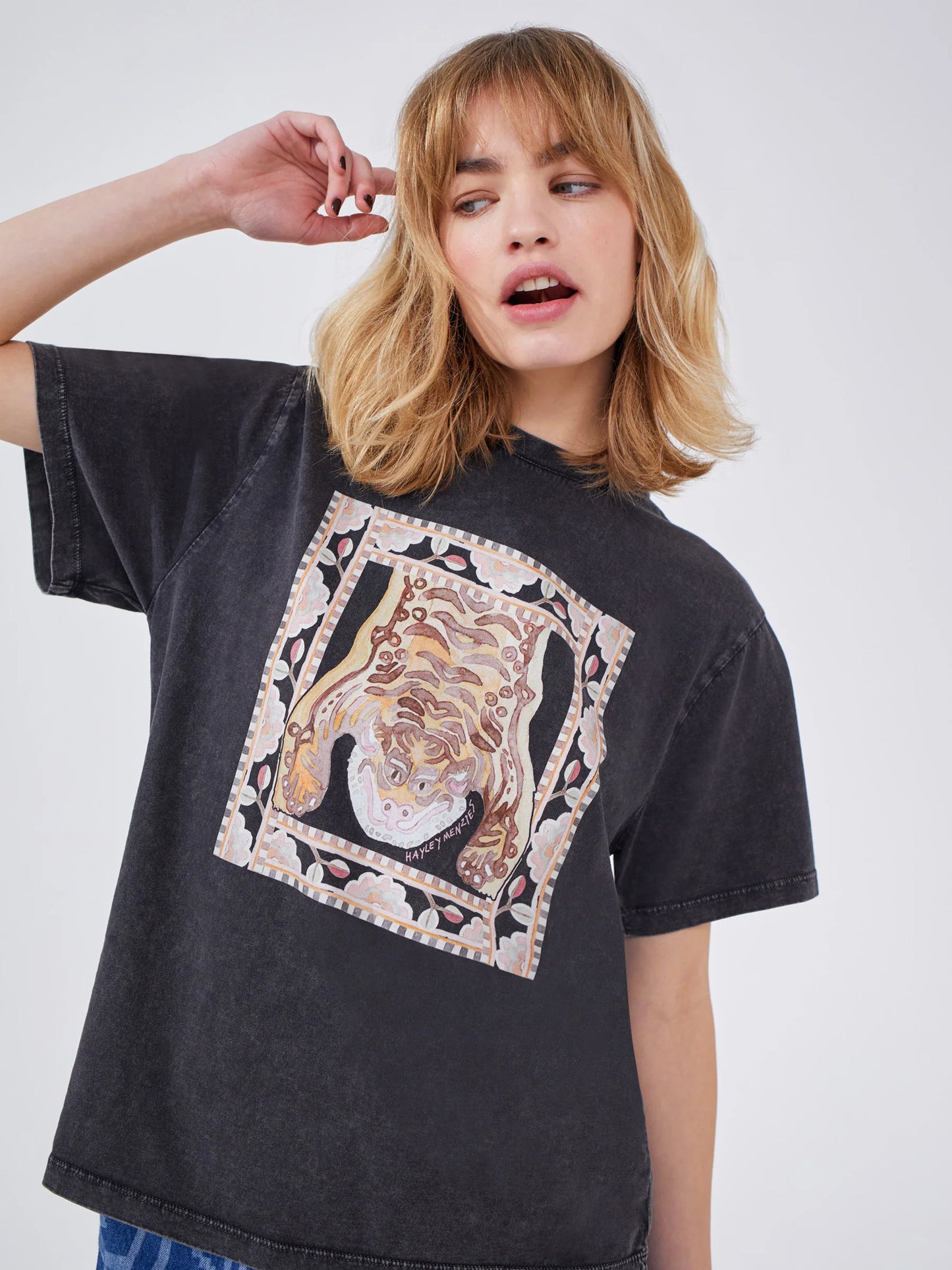 Hayley  Menzies Lotus Tiger Cotton T-Shirt