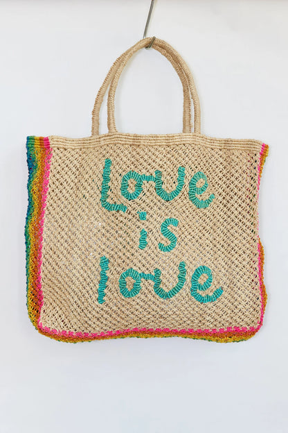 The Jackson Jute Tote Bag Small - Love is Love