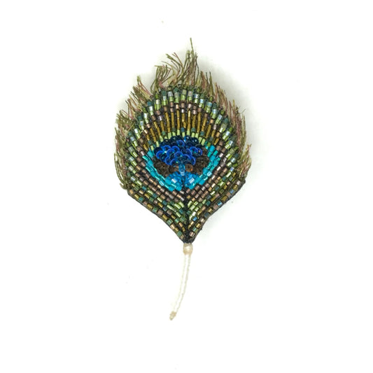 Luminous Peacock Feather Brooch Pin
