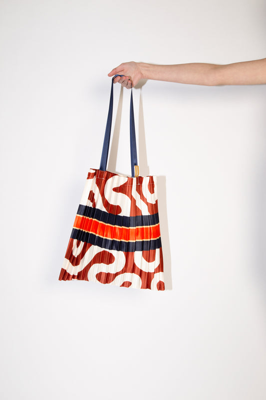 Satin Pleated Bag Conca Terracotta