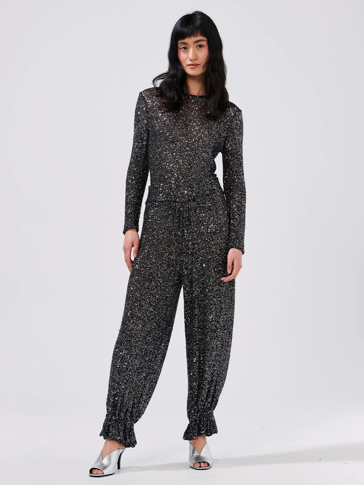 Hayley  Menzies Moonshine Sequin Knt Trousers - Black