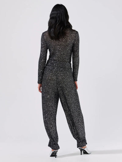 Hayley  Menzies Moonshine Sequin Knit Trousers - Black