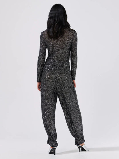 Hayley  Menzies Moonshine Sequin Knit Trousers - Black