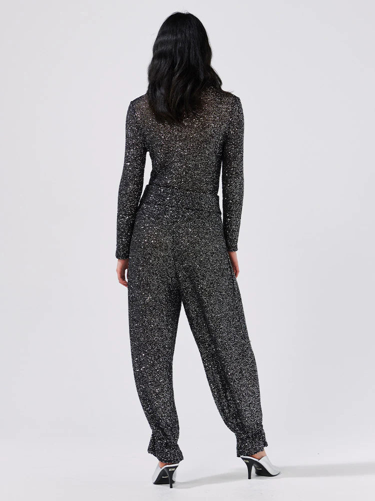 Hayley  Menzies Moonshine Sequin Knit Trousers - Black