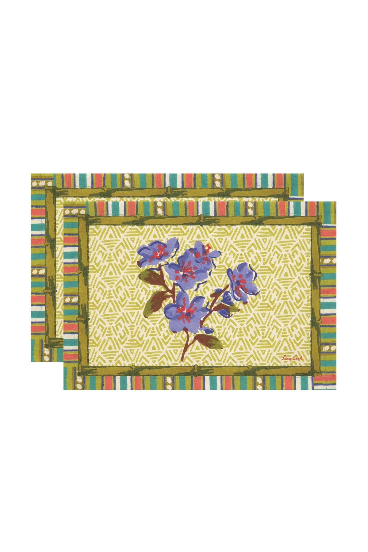 Set of 2 Fabric Placemats Oriental Garden