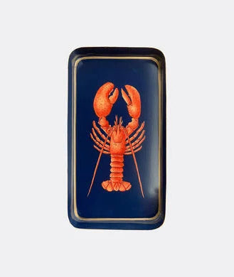 Les Ottomans Rectangular Painted Iron Tray - Lobster