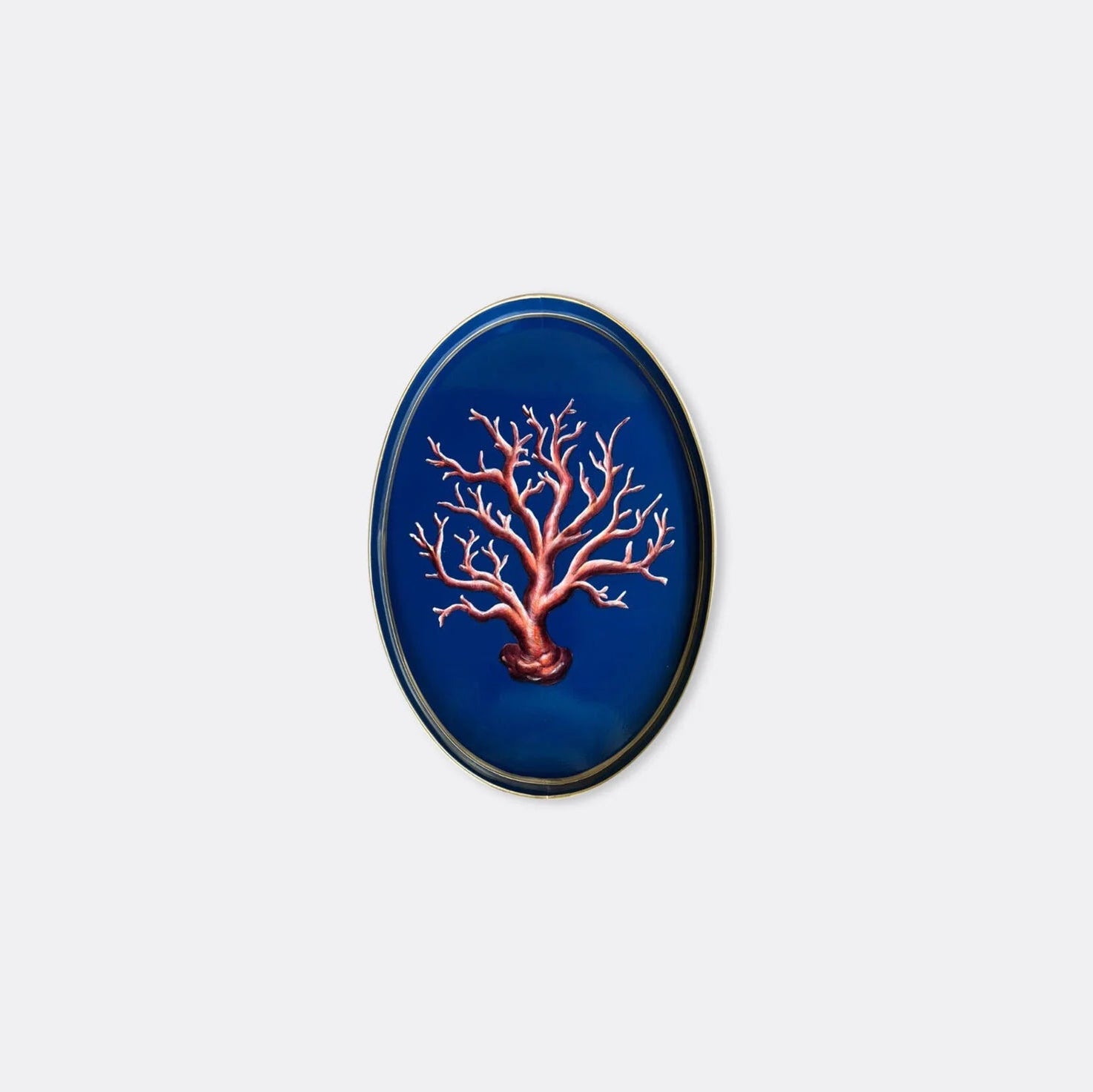 Les Ottomans Oval Painted Iron Tray - Corals