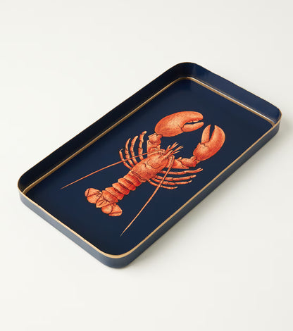 Les Ottomans Rectangular Painted Iron Tray - Lobster