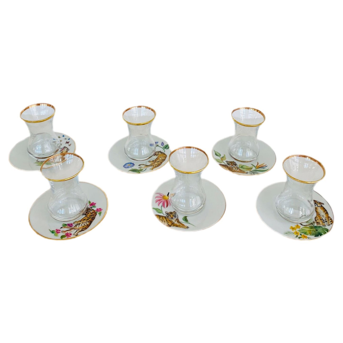 Fancy Tiger Tea Cups - Set of 6