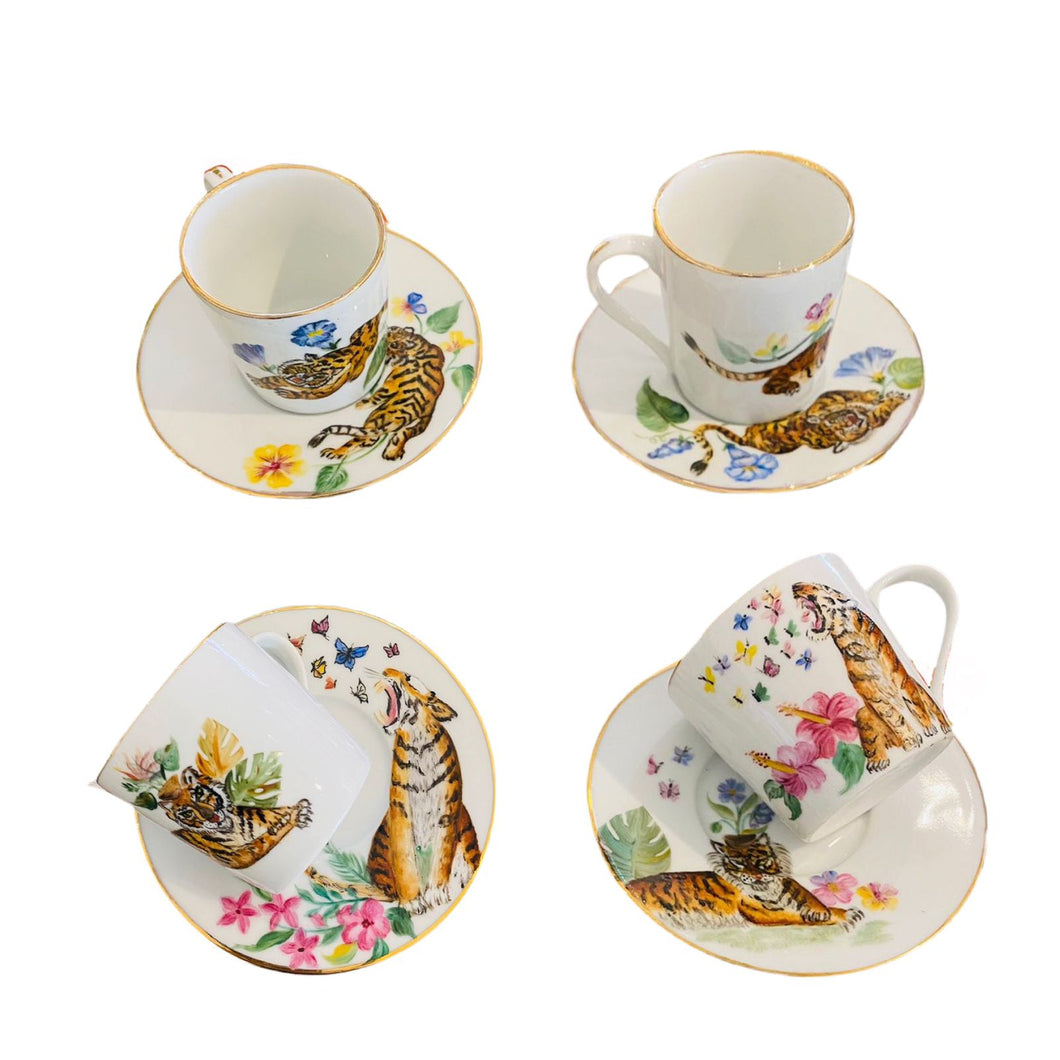 Fancy Tiger Coffee Cups - Set of 6