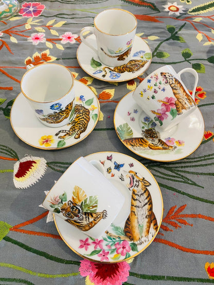 Fancy Tiger Coffee Cups - Set of 6