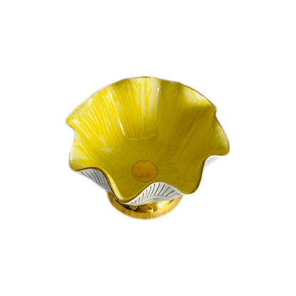 Hand Painted Porcelain Pedestal Zig Zag Big Bowl