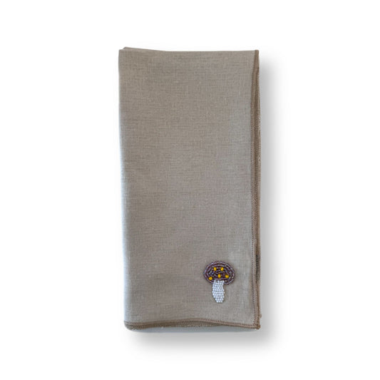 Mushroom Beaded Linen Napkin