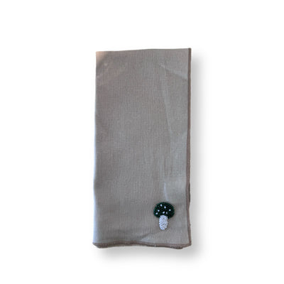 Mushroom Beaded Linen Napkin