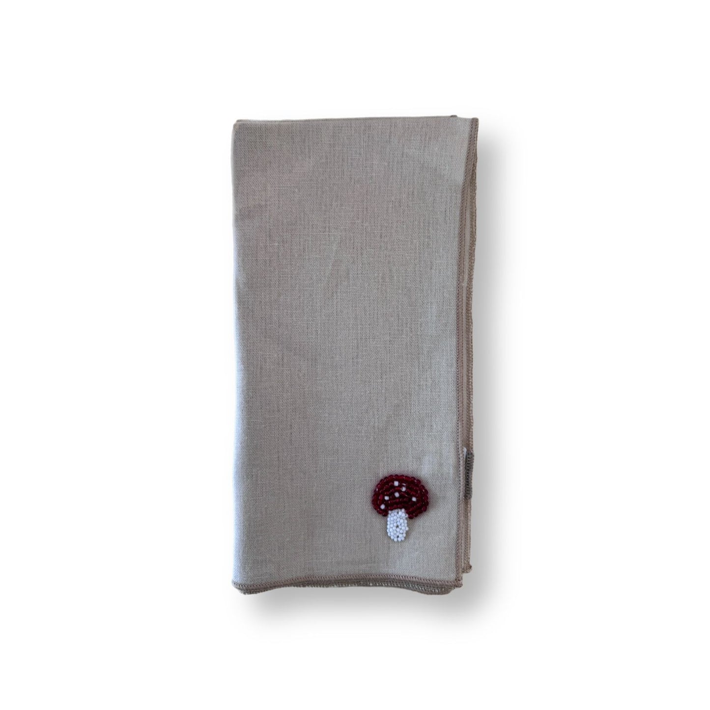 Mushroom Beaded Linen Napkin