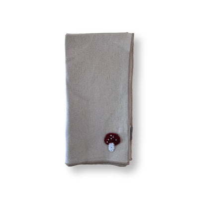 Mushroom Beaded Linen Napkin