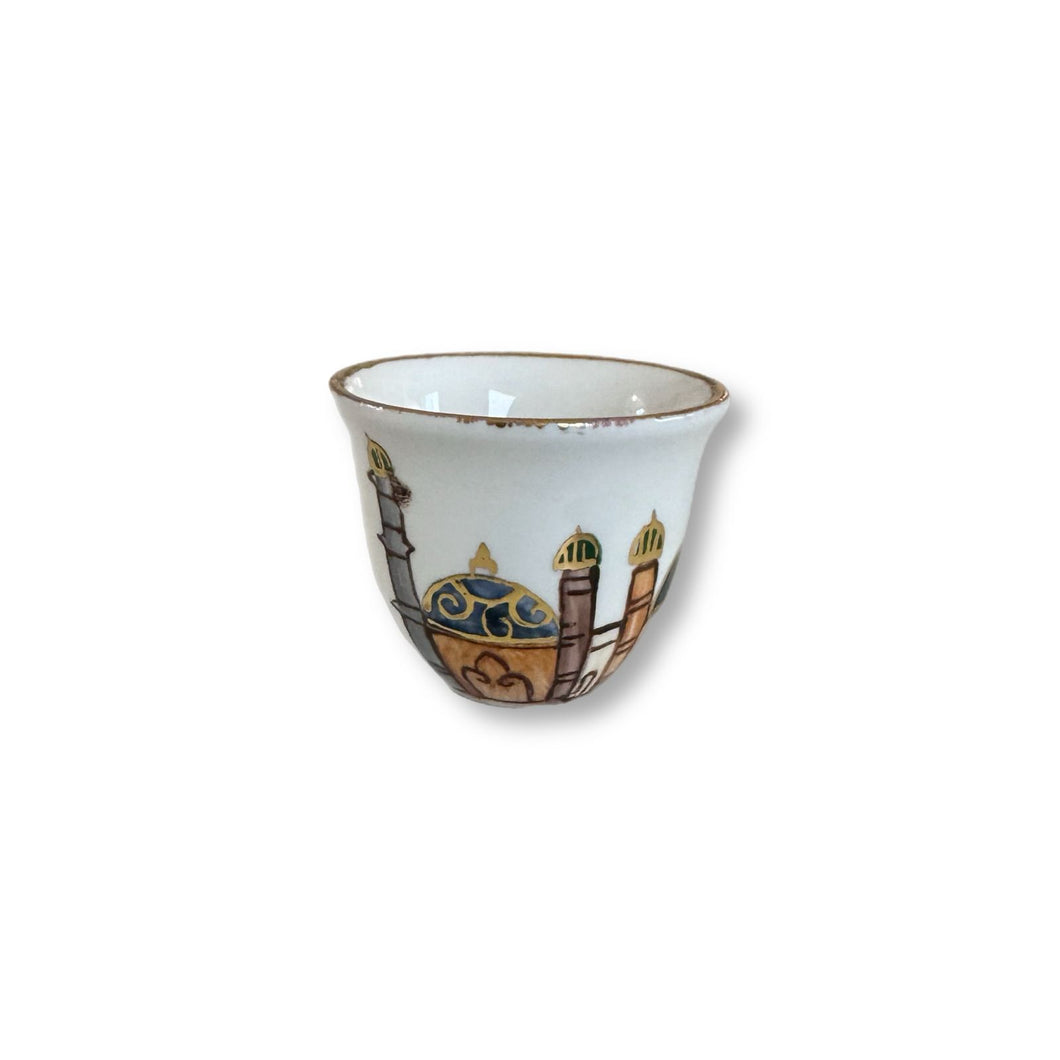 Colored & Gold Mosques Arabic Coffee Cups- Set of 6