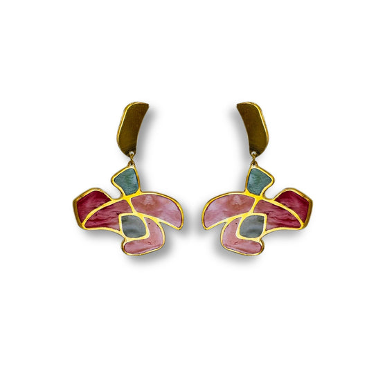 Nounzein Guns N'Roses Earrings - Enamel Red Flower