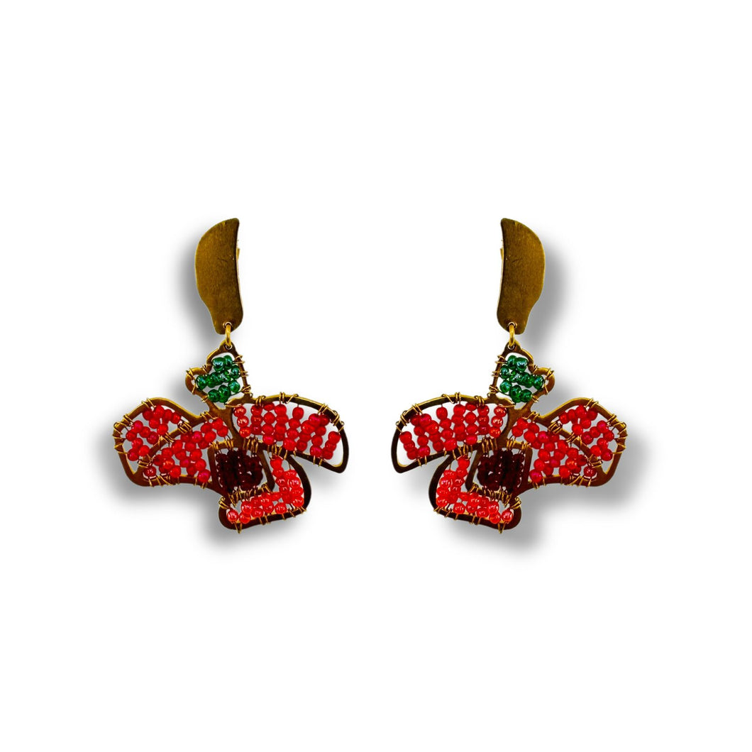 Nounzein Guns N'Roses Earrings - Red Flower