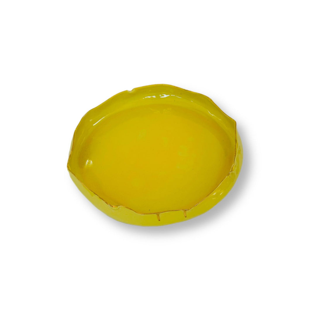 Marylynn Massoud & Rasha Nawam Ceramics Medium Serving Platter- Yellow with Gold Rim