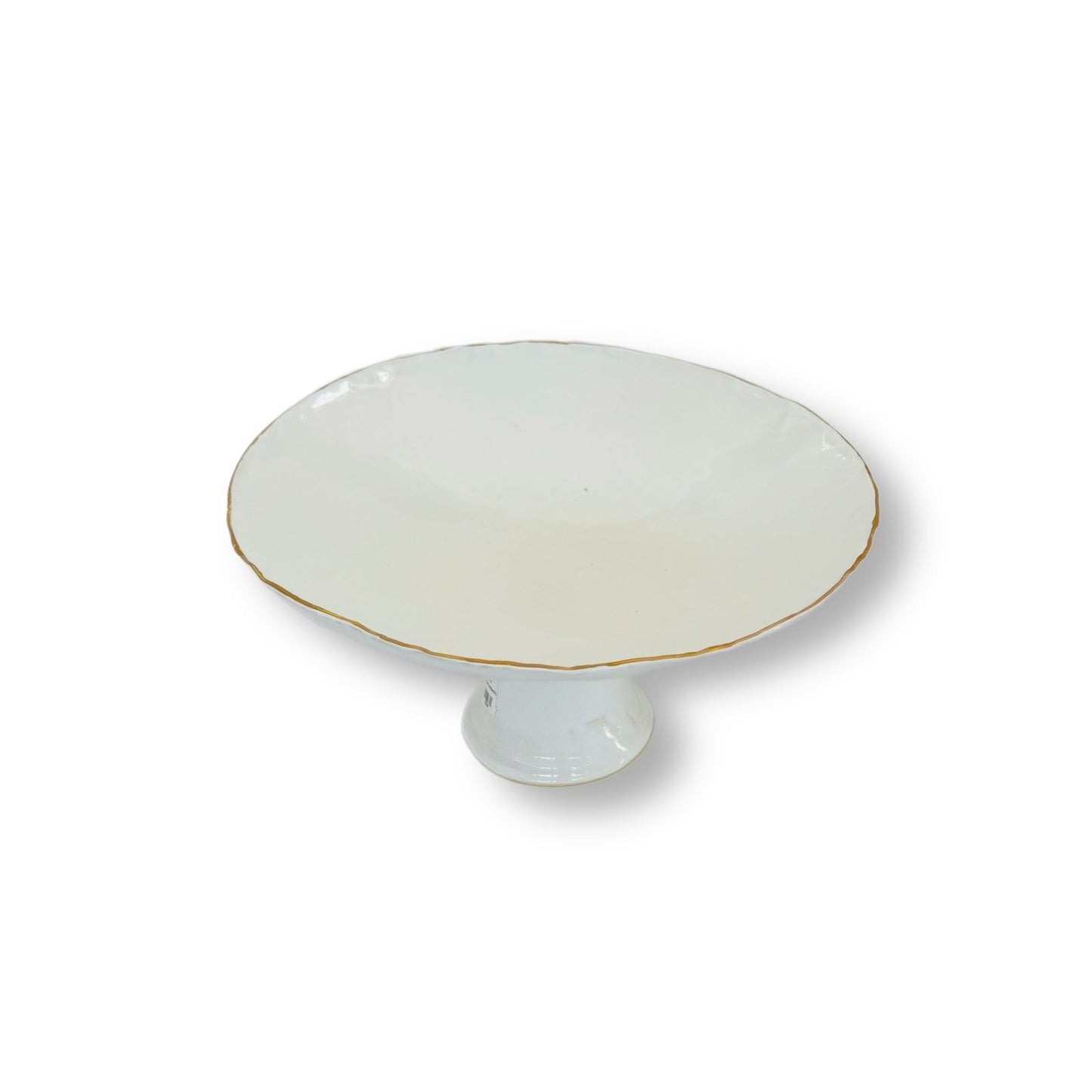 Marylynn Massoud & Rasha Nawam Ceramics Pedestal Bowl - White with Gold Rim