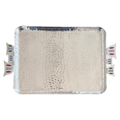 Tray.Aluminium with Chaffee Handles - Silver