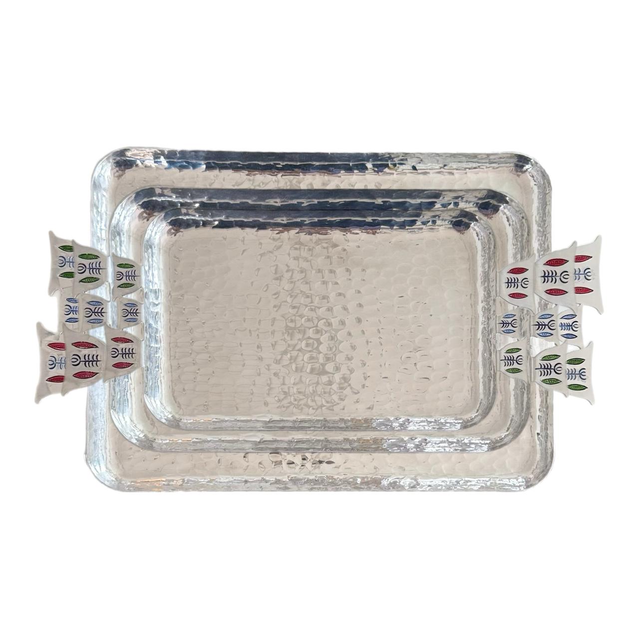 Tray.Aluminium with Chaffee Handles - Silver