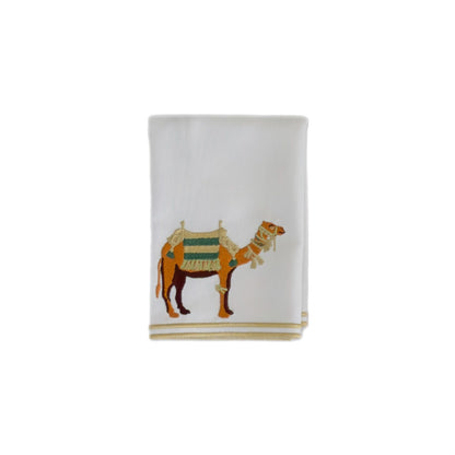 Camel Napkin Green & Gold