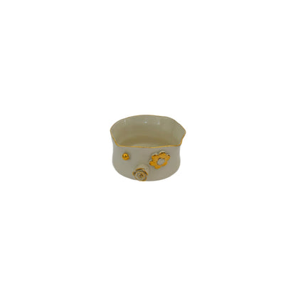 Ceramic Bowl with Gold Flowers Small