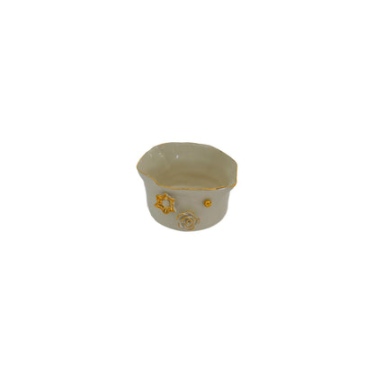 Ceramic Bowl with Gold Flowers Small