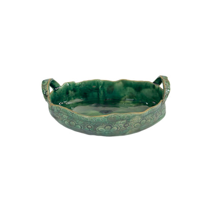 Oval Ceramic Basket Green