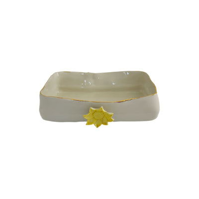 Rectangular Ceramic Platter with Flowers