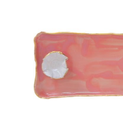 Rectangular Ceramic Tray with Flower