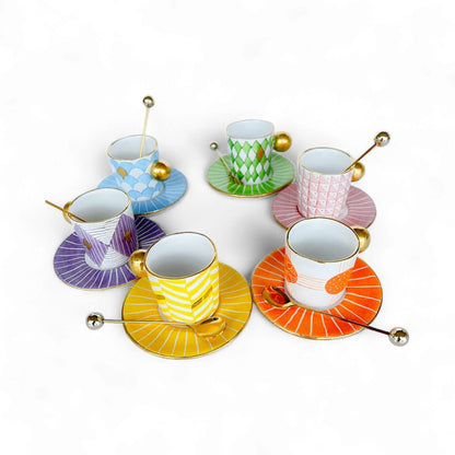 Geo Multicolored Coffee Coffee Cups Set of 6