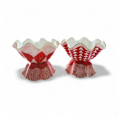 Reversible Hand Painted Porcelain Zig Zag Bowl