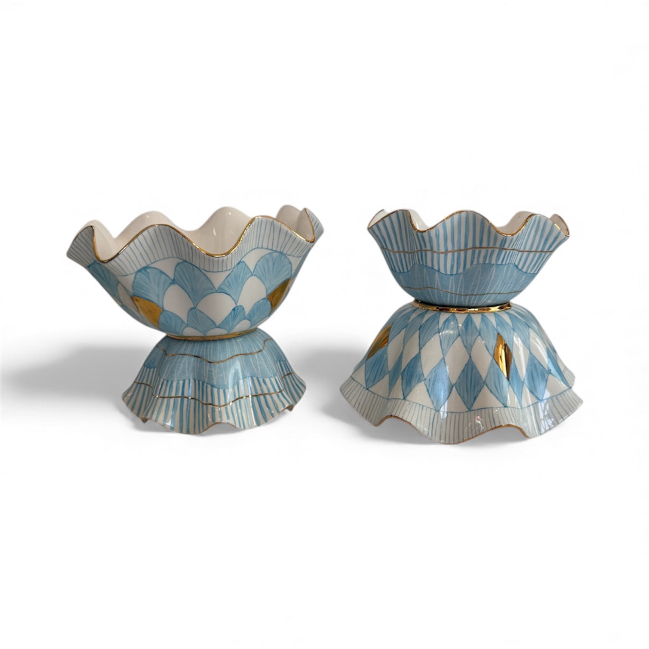 Reversible Hand Painted Porcelain Zig Zag Bowl