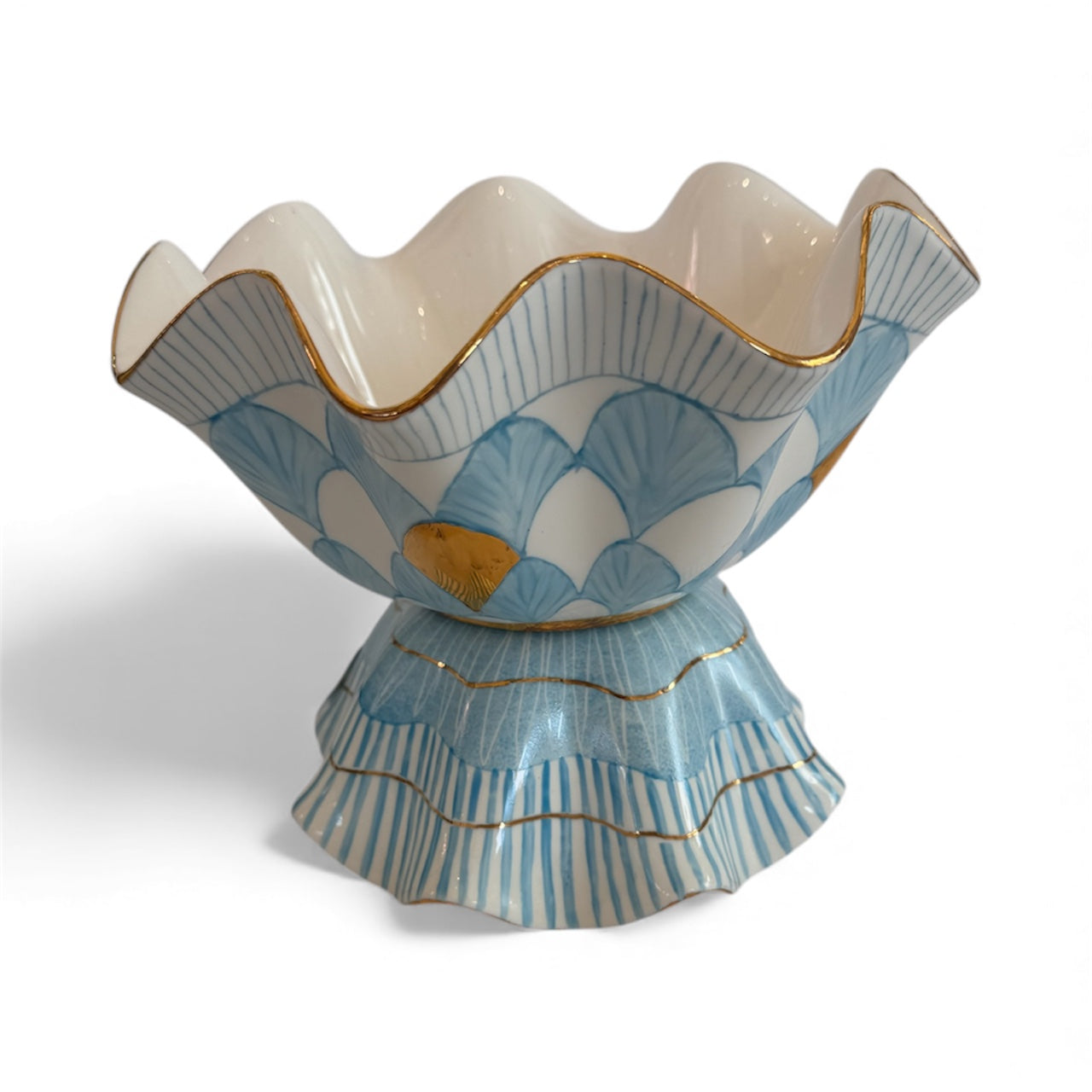 Reversible Hand Painted Porcelain Zig Zag Bowl