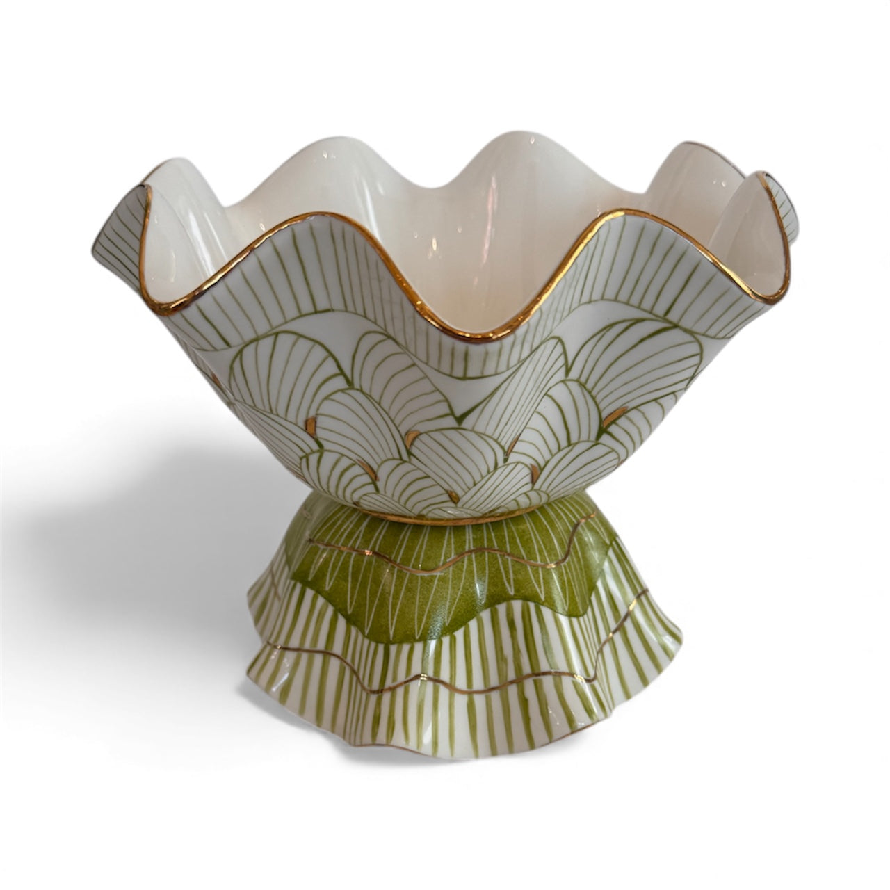 Reversible Hand Painted Porcelain Zig Zag Bowl