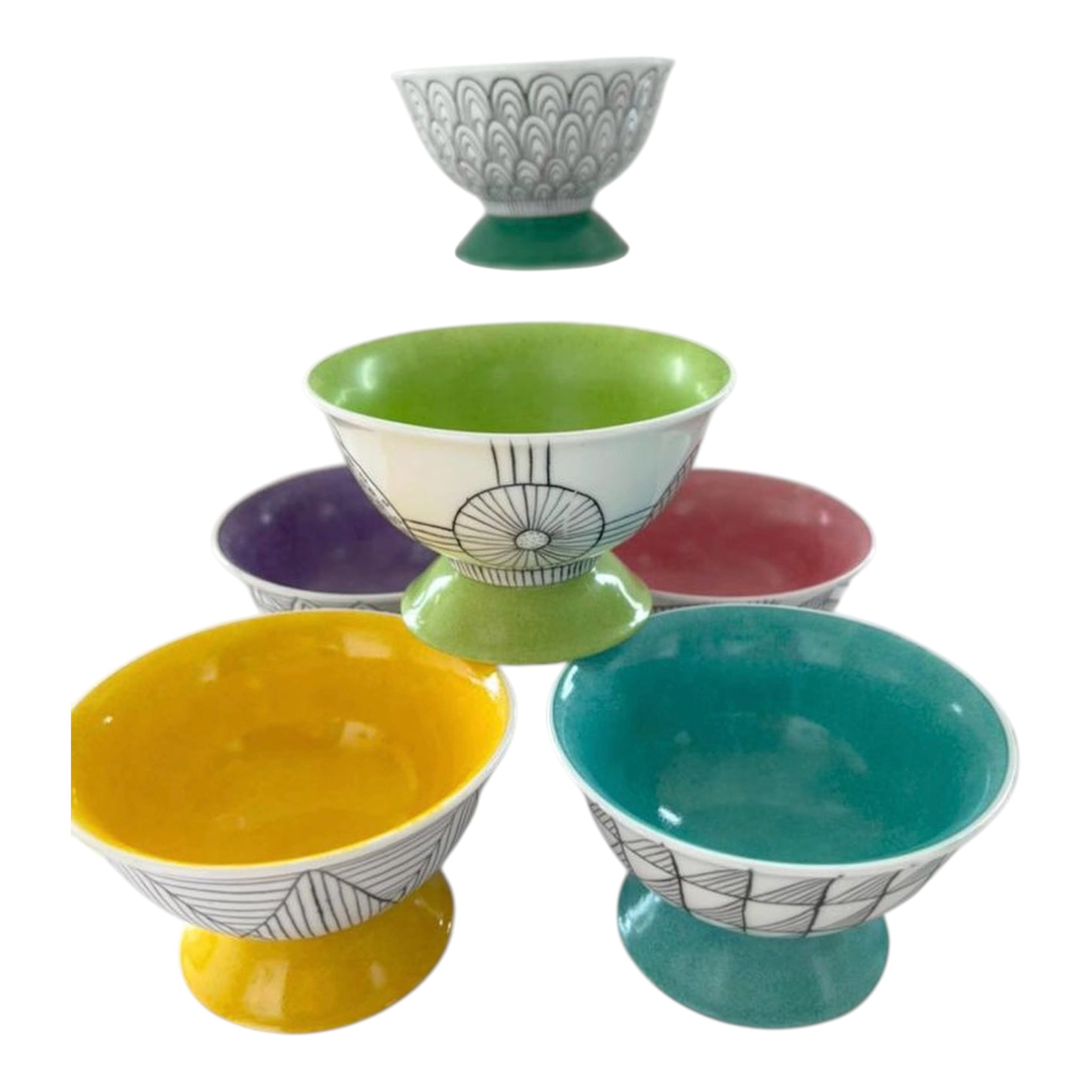 Hand Painted Porcelain Footed Bowl