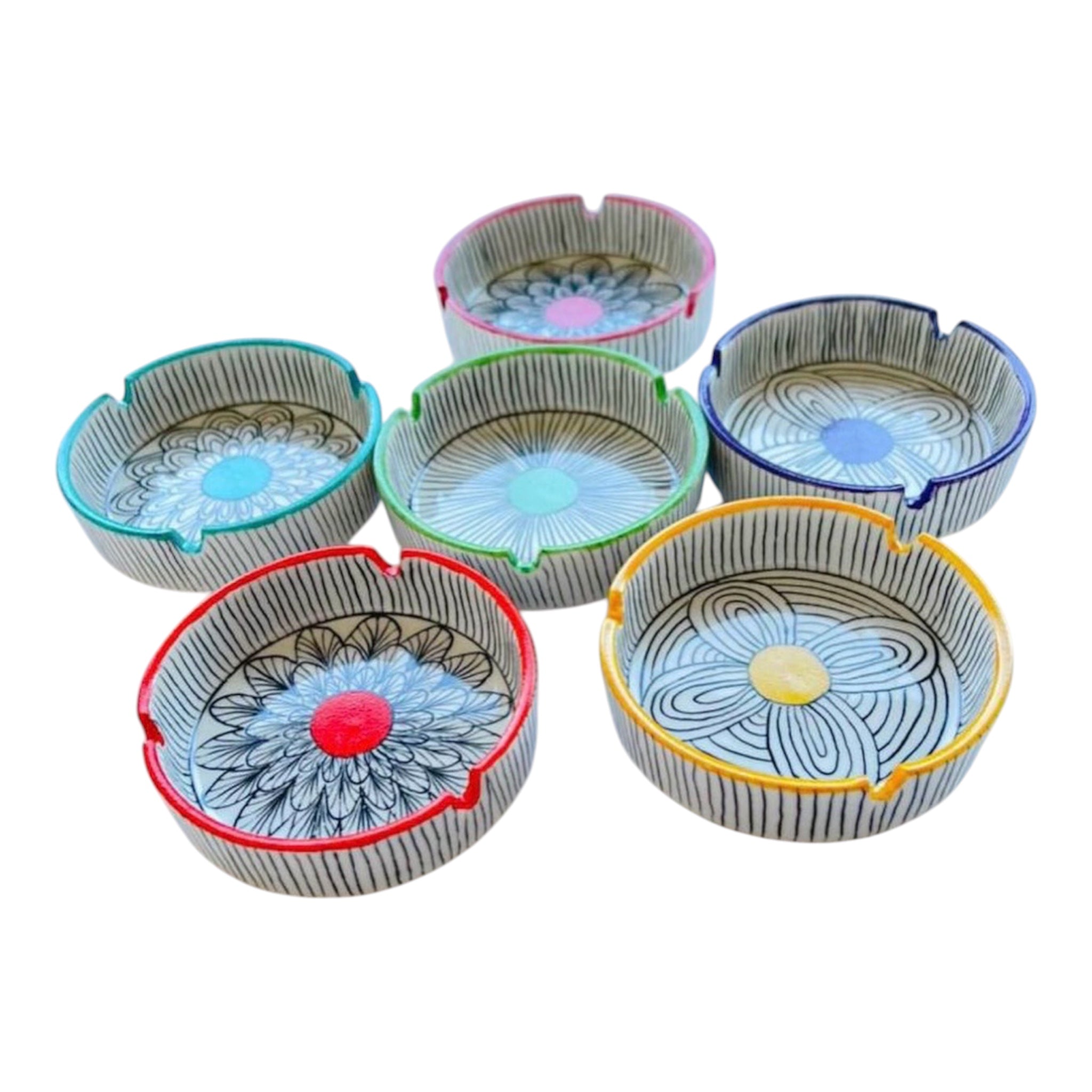 Geo Hand Painted Round Ashtray