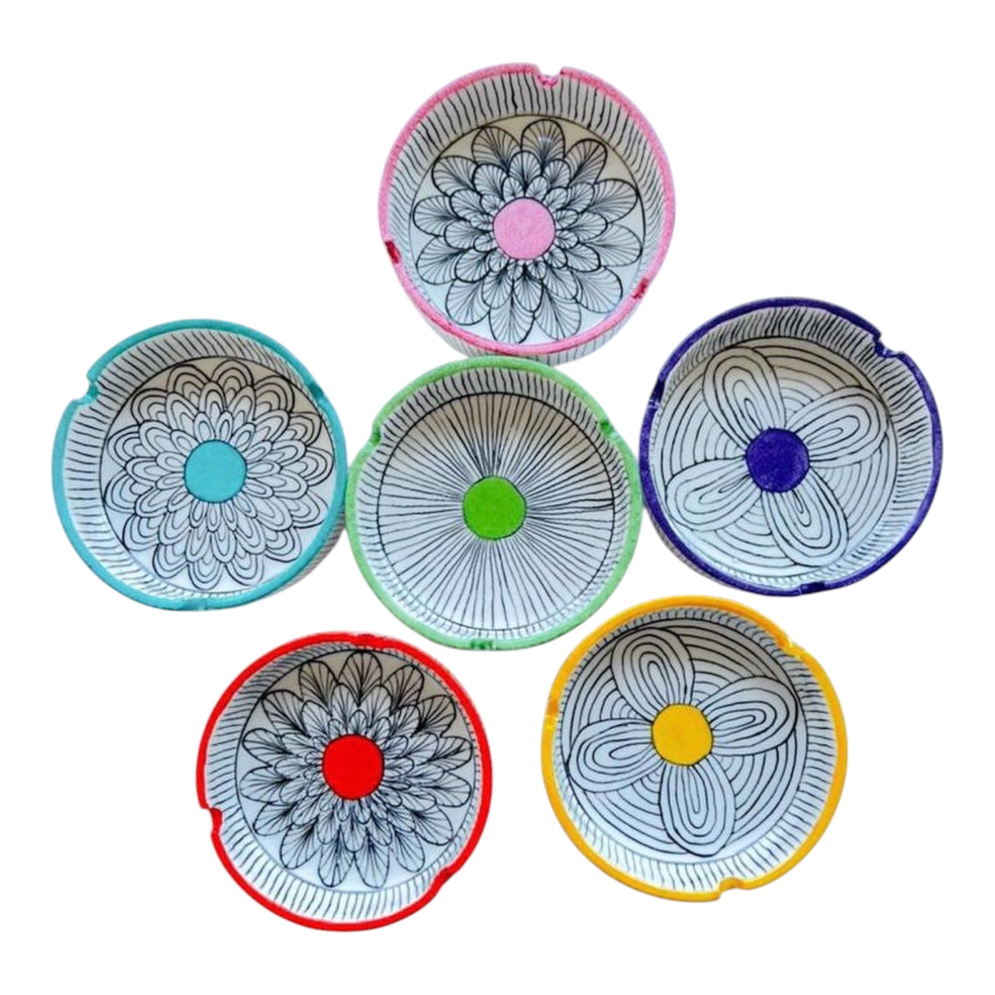 Geo Hand Painted Round Ashtray