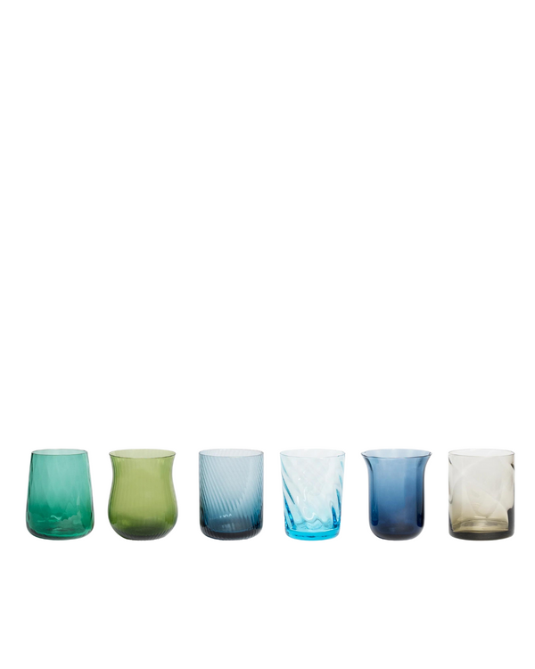 Bitossi Home Glasses Assorted Shapes Gold Rim  - Blue/ Green