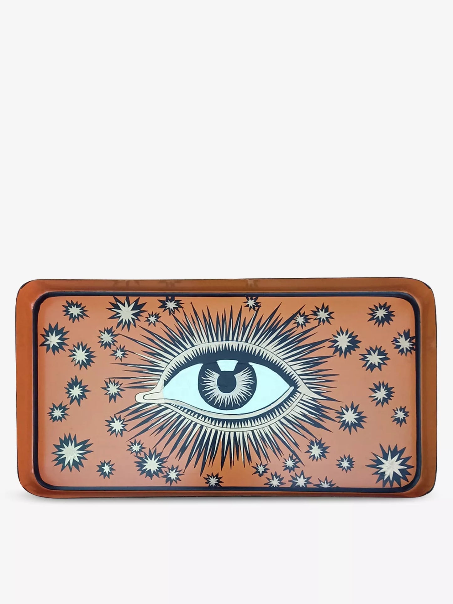 Les Ottomans Rectangular Hand Painted Evil Eye Iron Tray