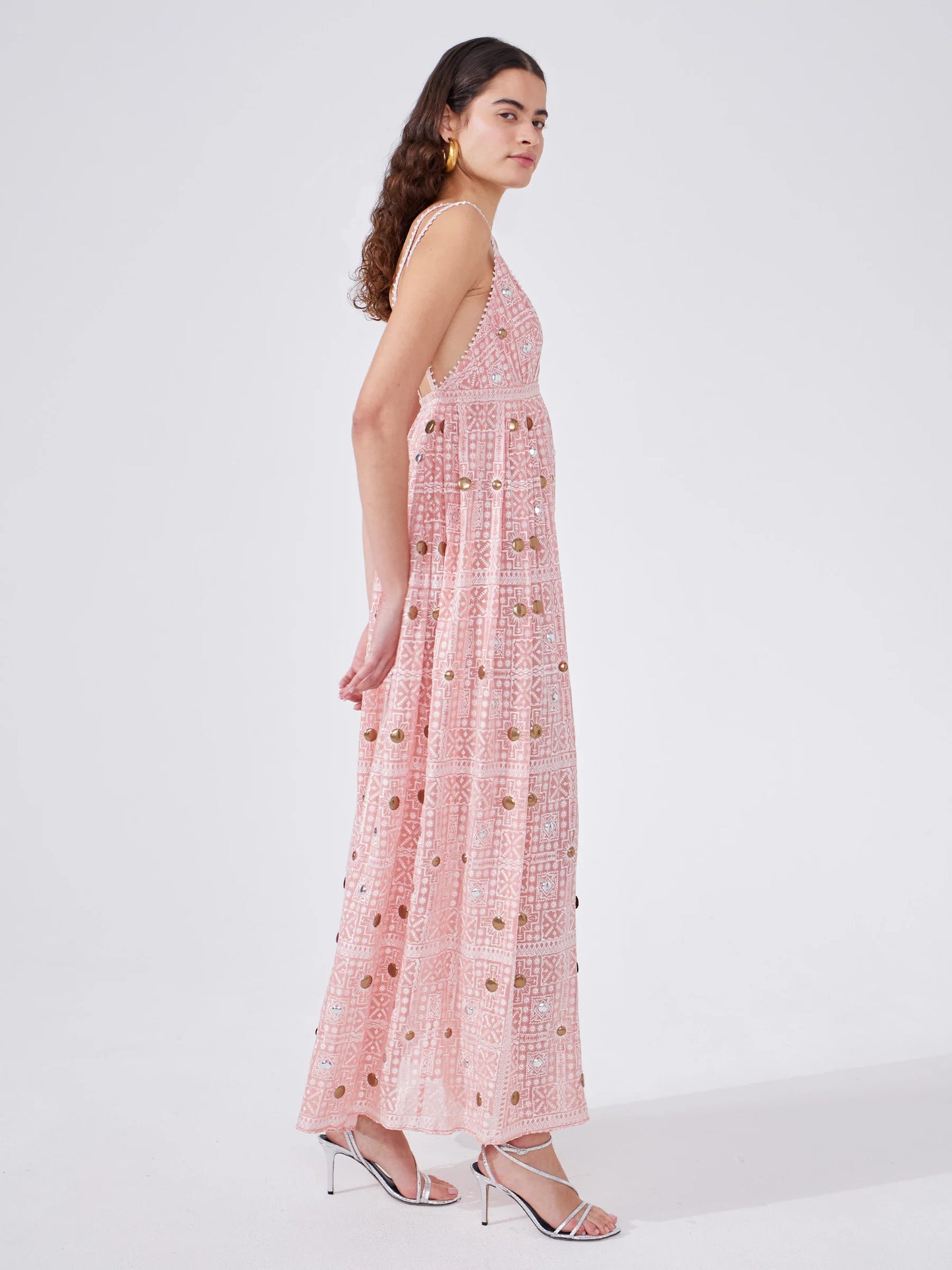 Gitana Embroidered Viscose Strappy Maxi Dress