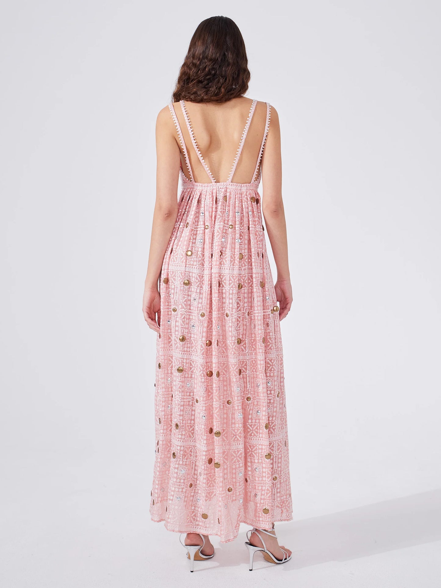 Gitana Embroidered Viscose Strappy Maxi Dress