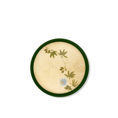 Gold Leaf Passiflora Round Lacquered Tray
